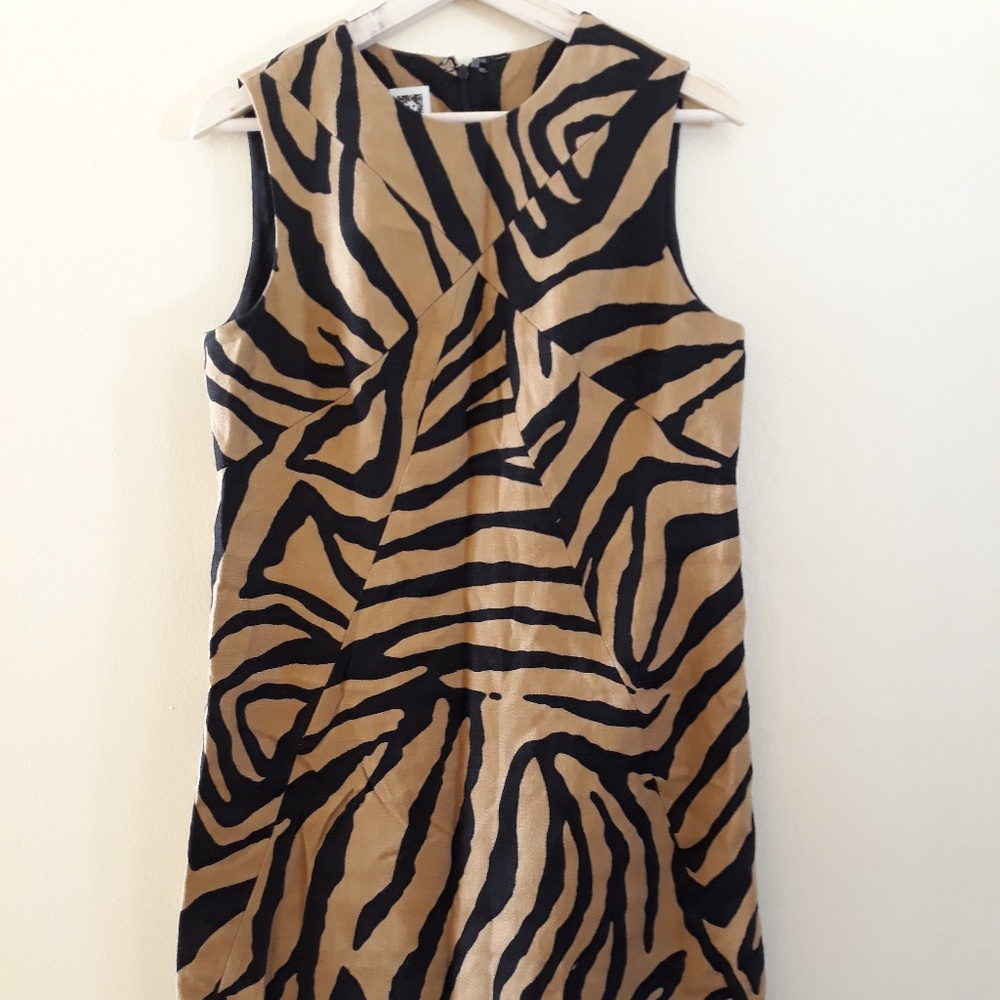 Anne Klein Tweed Sheath Zebra Print Dress